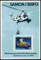 Samoa 512a Sheet, MNH. Michel Bl.18. Moon Landing-10th Ann. 1979. Helicopter. - Samoa