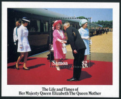 Samoa 653 Sheet, MNH. Queen Mother-85.Arriving At Tattenham Corner Station.1985. - Samoa (Staat)