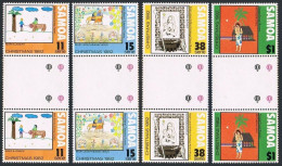 Samoa 583-586 Gutter Pairs, MNH. Mi 490-493. Christmas 1982.Children's Drawings. - Samoa (Staat)