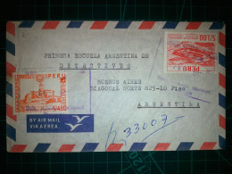 PÉROU, Enveloppe Aereo Distribuée Par Avion à Buenos Aires, En Argentine, Avec Une Variété Colorée De Timbres Postaux. A - Peru