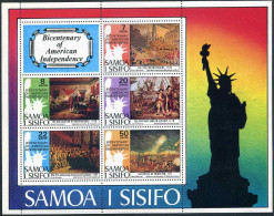 Samoa 432a Sheet, MNH. Mi Bl.10. American Bicentennial, 1976. Battles.Paintings. - Samoa