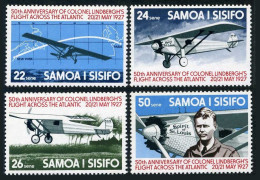 Samoa 450-453,453a, MNH. Mi 350-353, Bl.13. Colonel Lindbergh's Flight-50. 1977. - Samoa