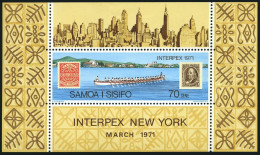 Samoa 343, MNH. Michel Bl.3. INTERPEX NYC-1971. Longboat, Apia Harbor. - Samoa (Staat)