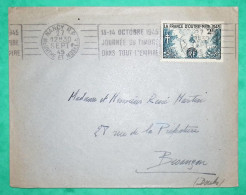 N°741 OBLITERATION MECANIQUE FLIER NANCY JOURNEE DU TIMBRE DANS TOUT L'EMPIRE POUR BESANCON DOUBS 1945 COVER FRANCE - Mechanical Postmarks (Advertisement)