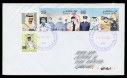 QATAR (2022) Covid-19 We Are Proud Of Our Frontline Heroes, Doctor, Nurse, Policeman, Firefighter, Postman - Cover - Qatar
