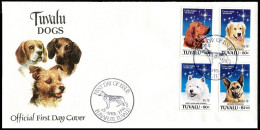 Tuvalu 662-665, FDC. Michel 683-686. Dogs 1994. Irish Setter, Terrier, Shepherd, - Tuvalu