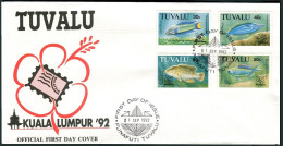 Tuvalu 629-632 FDC. Mi 642-645. Marne Life 1882. Fish Moon Wrasse, Bird Wrasse, - Tuvalu (fr. Elliceinseln)