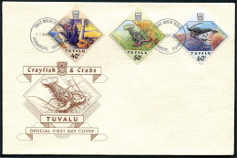 Tuvalu 451-453, FDC. Michel 477-479. Coconut Crab, Painted, Ocean Grayfish.1987. - Tuvalu