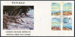 Tuvalu 649-652, FDC. Mi 670-673. Greenhouse Effect, 1993. Beach Scene. Bird, Sun - Tuvalu