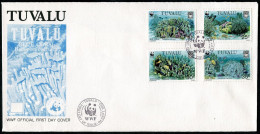 Tuvalu 617-620, FDC. Michel 638-641. WWF 1992. Blue Coral. - Tuvalu