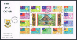Tuvalu 388 An Sheet,FDC.Michel 387-400. South Pacific Forum,15,1986.Maps,Flags. - Tuvalu (fr. Elliceinseln)