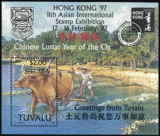 Tuvalu 741 Specimen,MNH.Mi Bl.58. HONG KONG-1997,New Year,Lunar Year Of The Ox. - Tuvalu