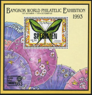 Tuvalu 648 SPECIMEN,MNH.Michel 669 Bl.47. Butterfly Paradisea Staudinger,1993. - Tuvalu (fr. Elliceinseln)