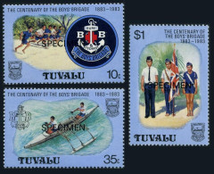 Tuvalu 204-206 SPECIMEN,MNH. Mi 194-196. Boy's Brigade,1983:Badge,Running,Canoe, - Tuvalu