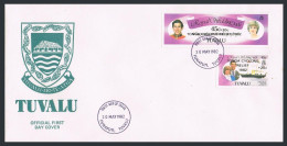 Tuvalu B1-B2 FDC. Mi 161-162. Royal Wedding, Diana. Tonga Cyclone Relief 1982. - Tuvalu (fr. Elliceinseln)