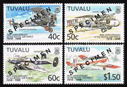 Tuvalu 763-766,767 Sheet SPECIMEN,MNH.Mi 793-796,Bl.63. Royal Air Force,80,1998. - Tuvalu