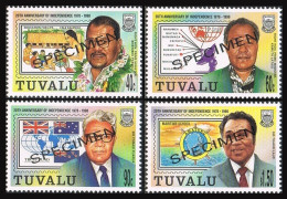 Tuvalu 785-788,788a SPECIMEN,MNH. Independence-20,1998.Politicians.Globe,Stamps - Tuvalu
