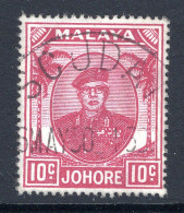 Malaysian States - Johore - 1949 Sultan Sir Ibrahim - 10c Magenta Used (SG 139) - Johore