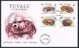 Tuvalu 348-351,FDC.Michel 350-353. Crab 1986.Stalk-eyed Ghost,Hermit,Shell. - Tuvalu (fr. Elliceinseln)
