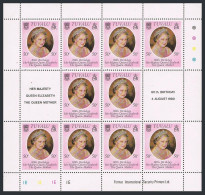 Tuvalu 137 Sheet 10[2 Labels,MNH.Michel 124 Klb. Queen Mother Elizabeth,80,1980. - Tuvalu (fr. Elliceinseln)