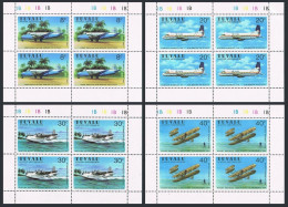 Tuvalu 142-145 Sheets/4, MNH. Michel 129-132. Aviation Anniversaries, 1980. - Tuvalu