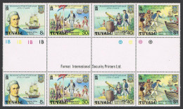 Tuvalu 114-117a Gutter, MNH. Mi 101-104. Capt.James Cook, Death, 200th Ann.1979. - Tuvalu (fr. Elliceinseln)