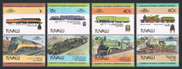 Tuvalu 222-225 Ab Pairs, MNH. Michel 213-220. Historic Locomotives, Set 1, 1984. - Tuvalu