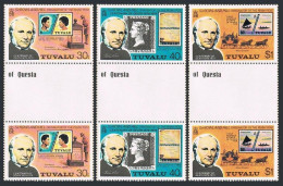 Tuvalu 122-124 Gutter,MNH.Michel 109-111. Sir Rowland Hill,1979.Canoes,Map,Coach - Tuvalu