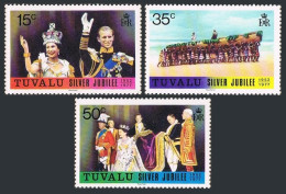 Tuvalu 43-45, 45a, MNH. Michel 43-45, Bl.1. Reign Of QE II, 25th Ann. 1977. - Tuvalu (fr. Elliceinseln)