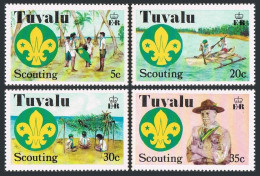 Tuvalu 50-53, MNH. Mi 50-53. Scouting In Tuvalu, 50, 1977. Canoe, Baden-Powell. - Tuvalu (fr. Elliceinseln)