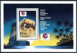 Tuvalu 675,MNH.Michel 696 Bl.51. PHILAKOREA-1994,Dog Pekingese. - Tuvalu (fr. Elliceinseln)