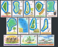 Tuvalu 58-70 Unwmk,MNH.Mi 23-37Y,66-67. Maps,Turtle,Sleeping Mat,Crab,1977-1978. - Tuvalu (fr. Elliceinseln)