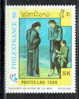 Exposition Philatélique Mondiale à Paris "Philexfrance'89". Œuvres De Picasso : "Pauvres Au Bord De La Mer" - Laos