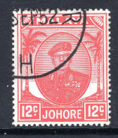 Malaysian States - Johore - 1949 Sultan Sir Ibrahim - 12c Scarlet Used (SG 139a) - Johore