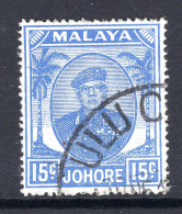 Malaysian States - Johore - 1949 Sultan Sir Ibrahim - 15c Ultramarine Used (SG 140) - Johore