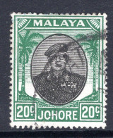 Malaysian States - Johore - 1949 Sultan Sir Ibrahim - 20c Black & Green Used (SG 141) - Johore