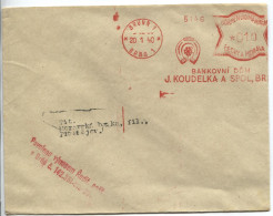 Böhmen Und Mähren Absenderfreistempel Brünn 20.1.40 Bankhaus Koudelka, Sonderporto 10 Heller - Lettres & Documents