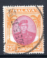 Malaysian States - Johore - 1949 Sultan Sir Ibrahim - 25c Purple & Orange Used (SG 142) - Johore