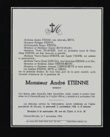 M. André ETIENNE, Né à CEROUX-MOUSTY Le 17-07-1920 Et Y Décédé Le 6-11-1964 - Esquela