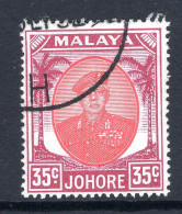 Malaysian States - Johore - 1949 Sultan Sir Ibrahim - 35c Scarlet & Purple Used (SG 142b) - Johore