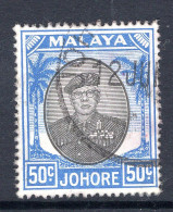 Malaysian States - Johore - 1949 Sultan Sir Ibrahim - 50c Black & Blue Used (SG 144) - Johore