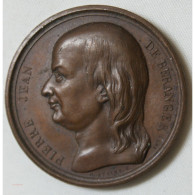 MEDAILLE Pierre Jean DE BERANGER 1857 Par Montagny.F - Profesionales / De Sociedad