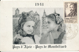 France Carte Postale Pays D Ajoie - Pays De Montbeliard 6-3-1948 Hinged Marks On The Backside - Brieven En Documenten