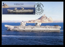 GIBRALTAR (2018). Carte Maximum Card HMS Queen Elizabeth Aircraft Carrier Royal Navy Warship Porte-avions Flugzeugträger - Gibilterra