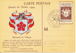 France Carte Postale Journee Du Timbre Nice 9-12-1944 - Día Del Sello