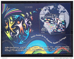 RO) 2011 COLOMBIA, AMERICA UPAEP -POSTAL UNION OF THE AMERICAS SPAIN AND PORTUGAL UNITEING CULTURES, SOUVENIR MNH - Kolumbien