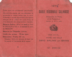 GAULE REGIONALE SALINOISE  .  ANNEE 1976 .  . - Tarjetas De Membresía