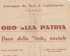 ATTESTAZIONE DONO DELLA FEDE NUZIALE - FASCISMO -STRAPPI (XT4103 - Documents Historiques