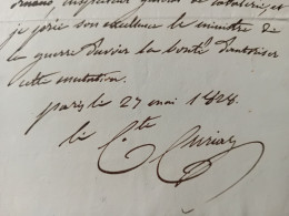 BILLET AUTOGRAPHE COMTE CURIAL GENERAL 1er EMPIRE 1828 - Politico E Militare