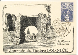 France Carte Postale Journee Du Timbre Nice 10-3-1951 - Giornata Del Francobollo